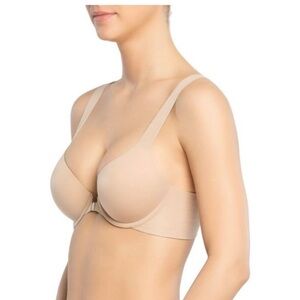 SPANX BRA-LLELUJA Front Close Lined Underwire Mold Demi Lift Bra Size 38C Nude